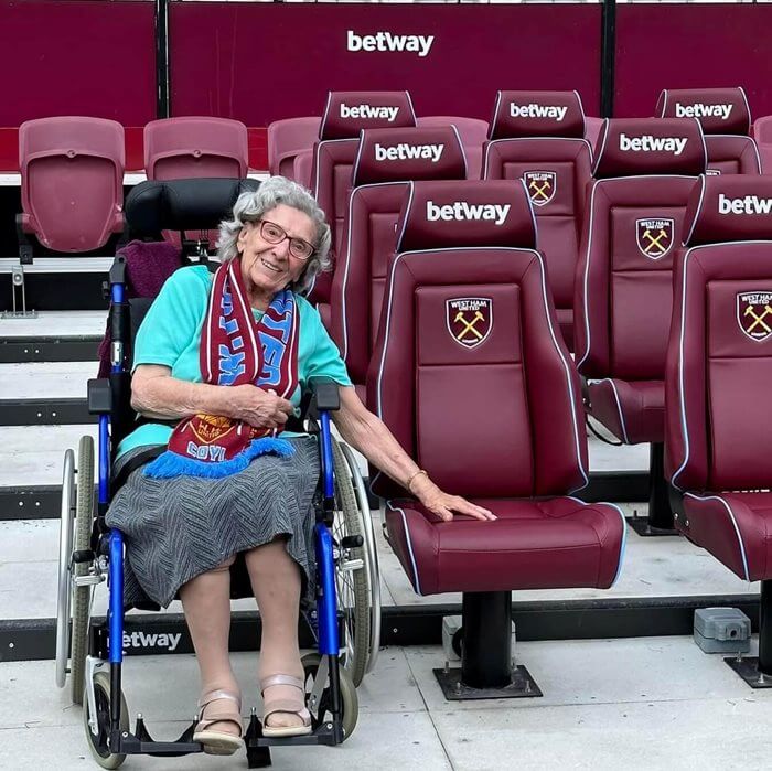 Lifelong West Ham fan Marjorie visits her teams stadium.