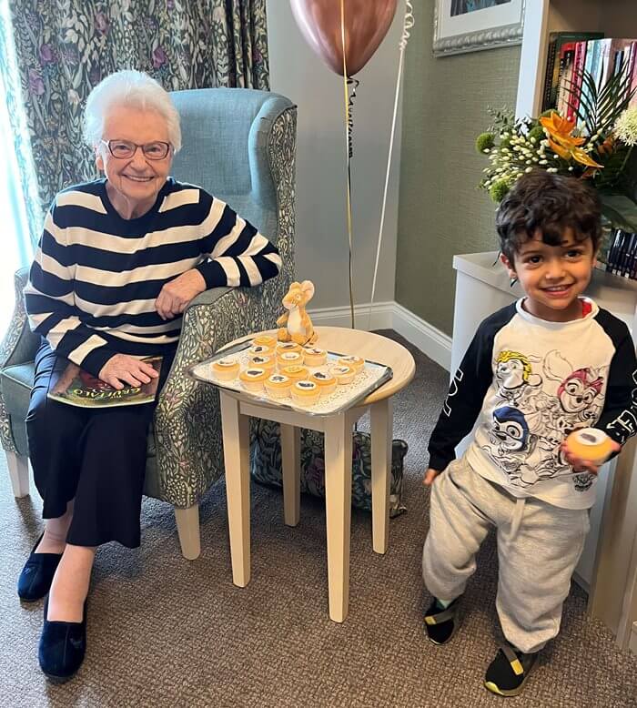 Residents at a care home in Sale have been reading a well-known story to nursery children. 