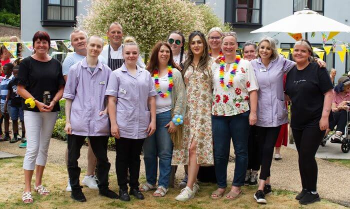 The team and residents at Abney Court enjoying the festival fun