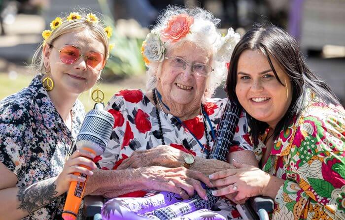 The team and residents at Ladybrook Manor enjoying the festival fun