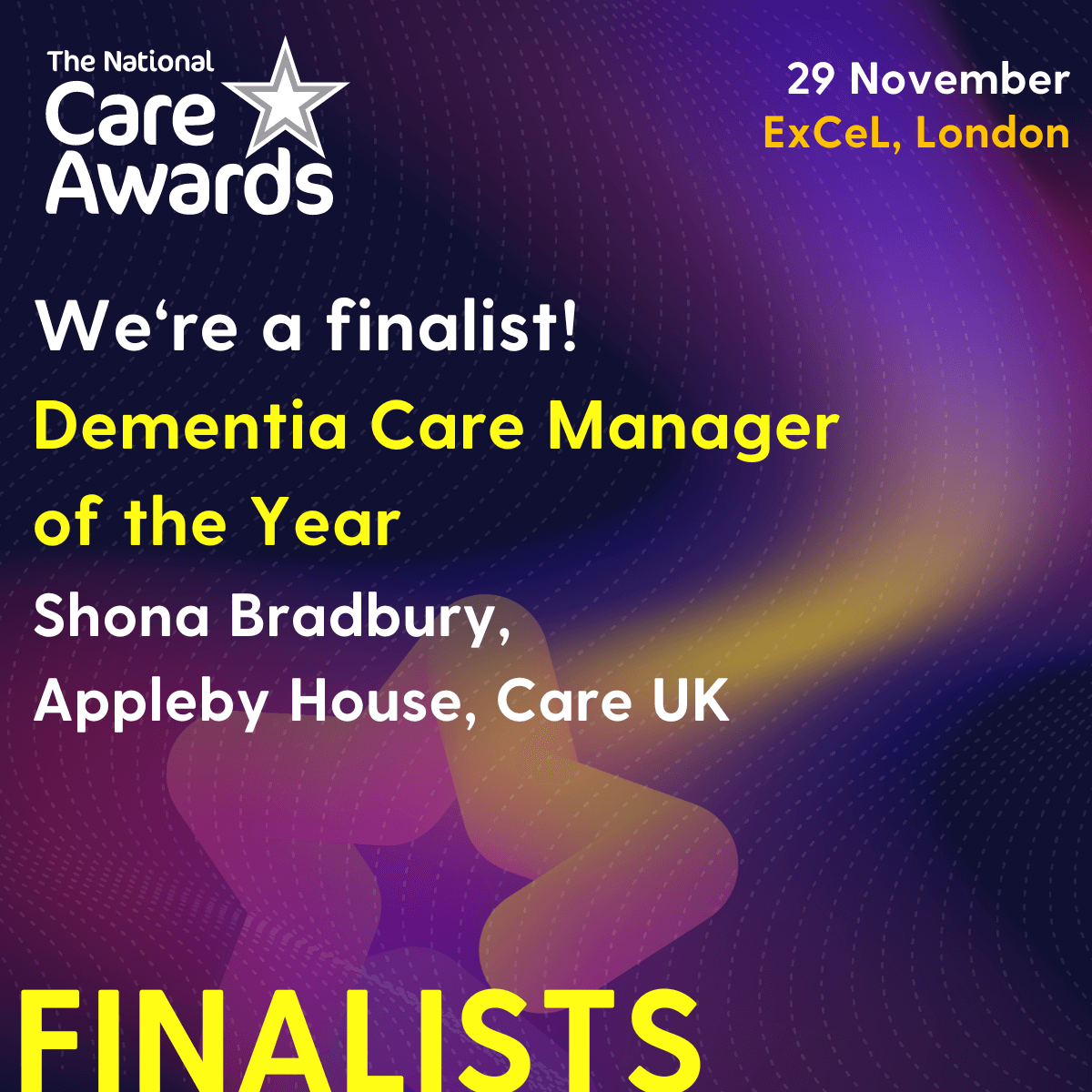 The National Care Awards finalist  - Dementia Care Manager of the Year 