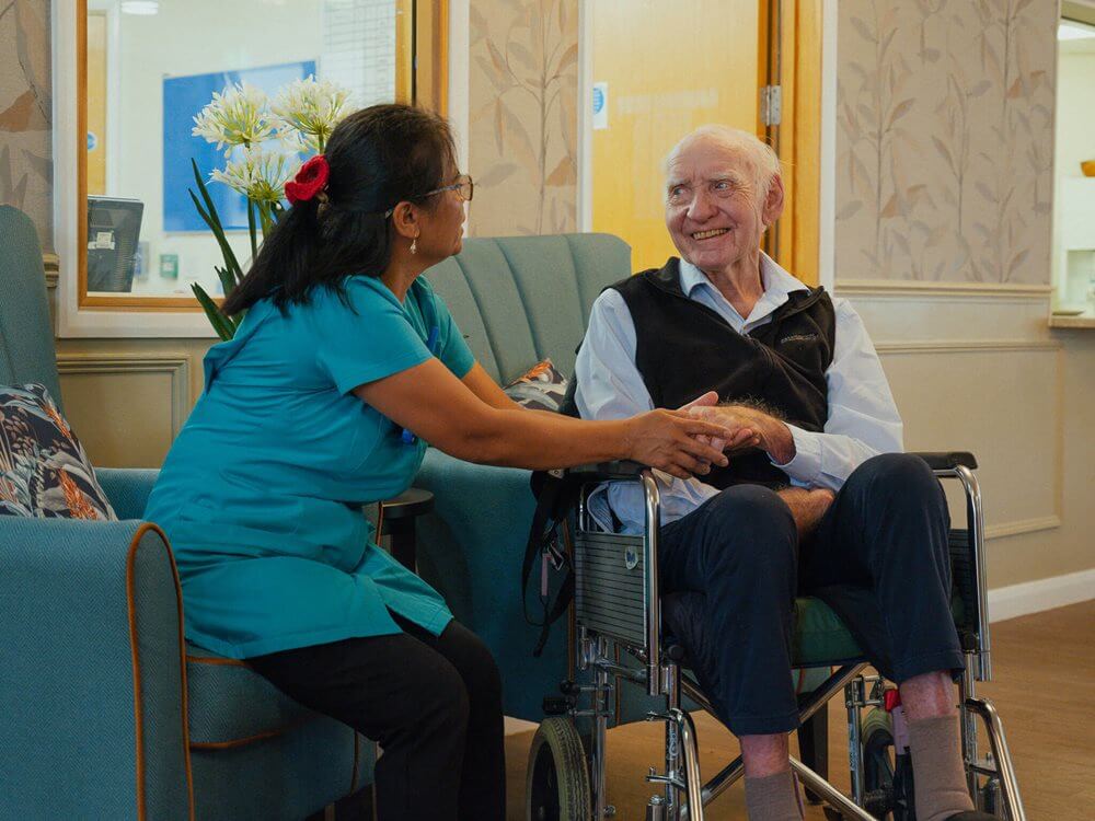 Oak House - Oak House resident and carer