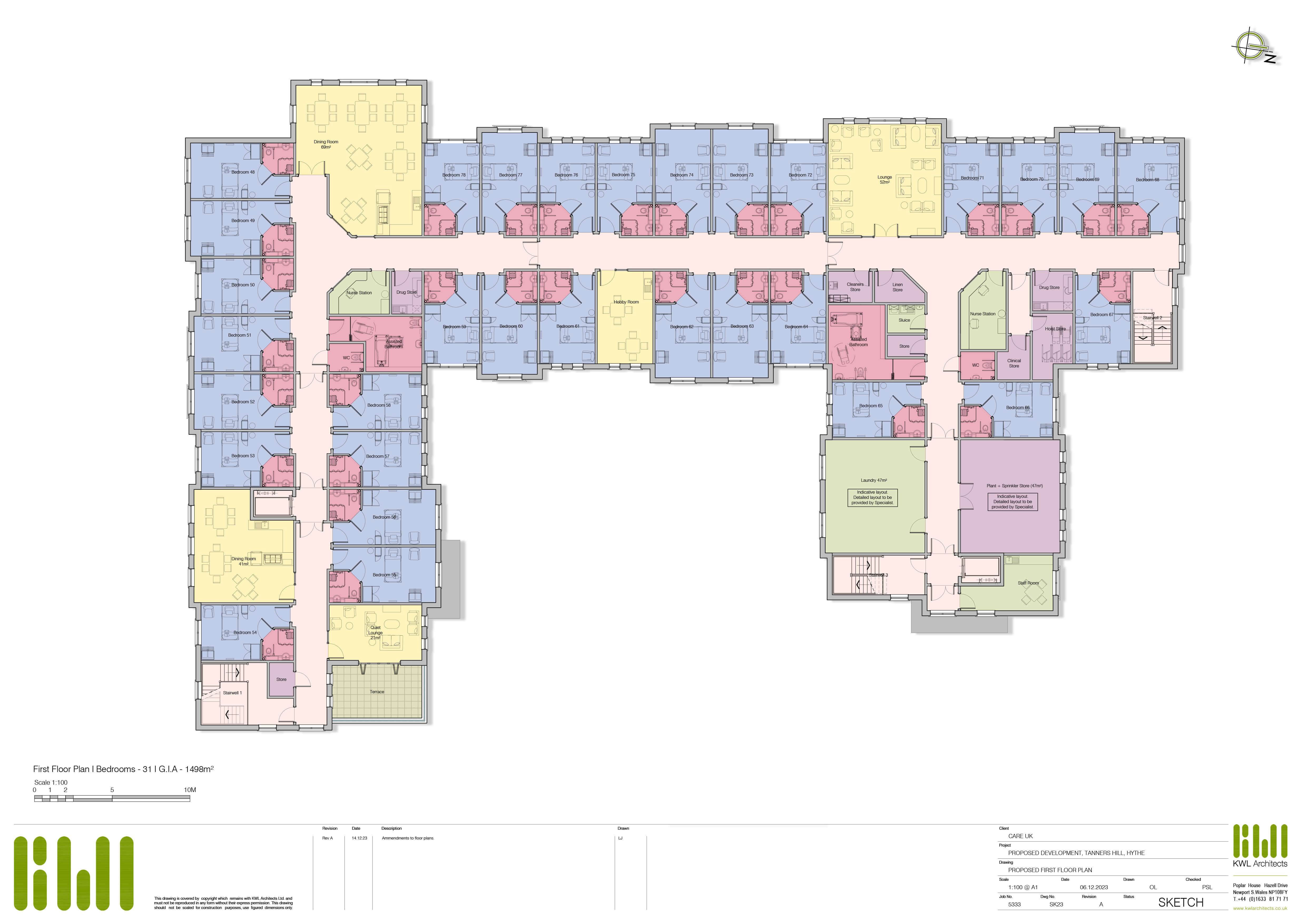 The site plan below shows the proposed first floor layout