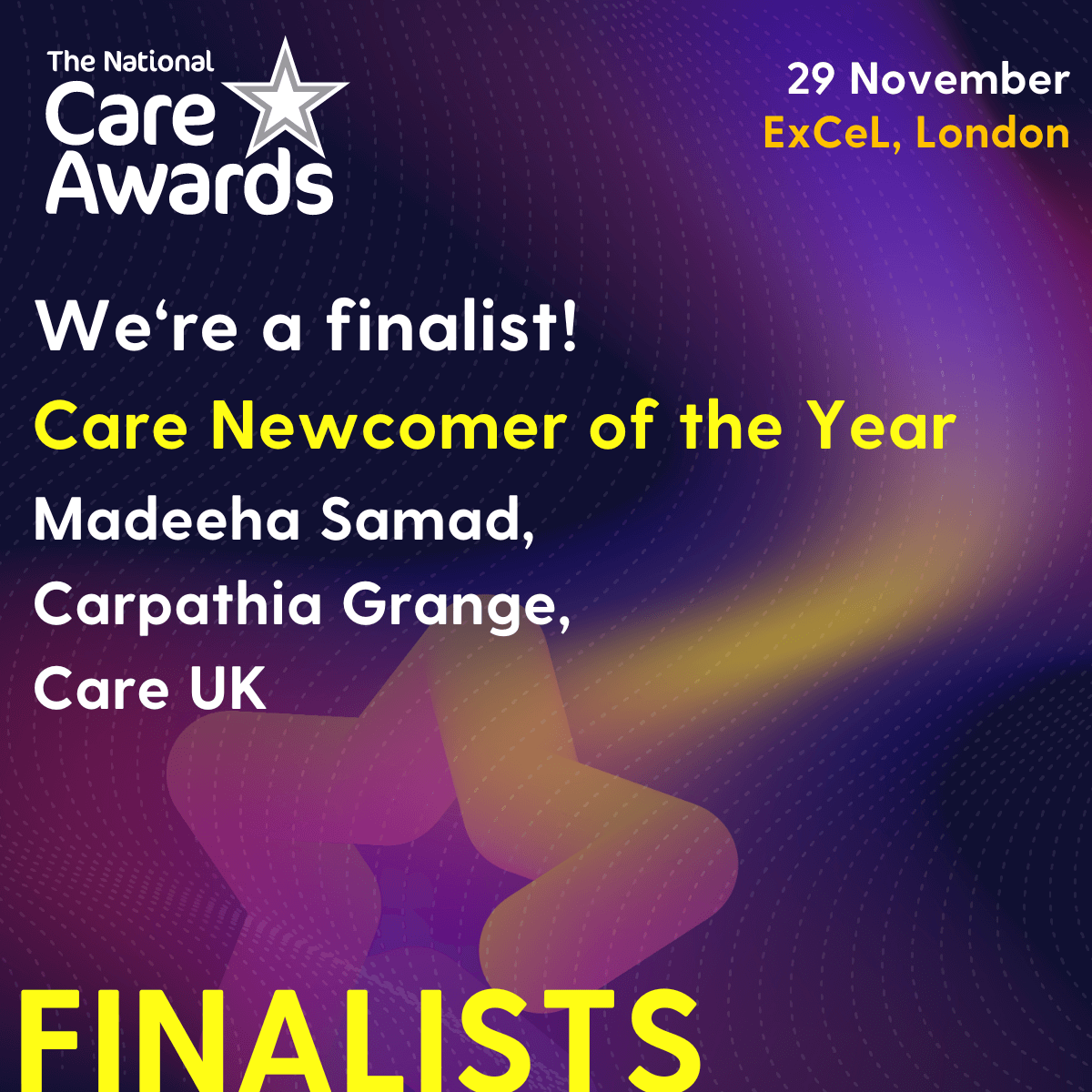 The National Care Awards finalist  - Care Newcomer of the Year