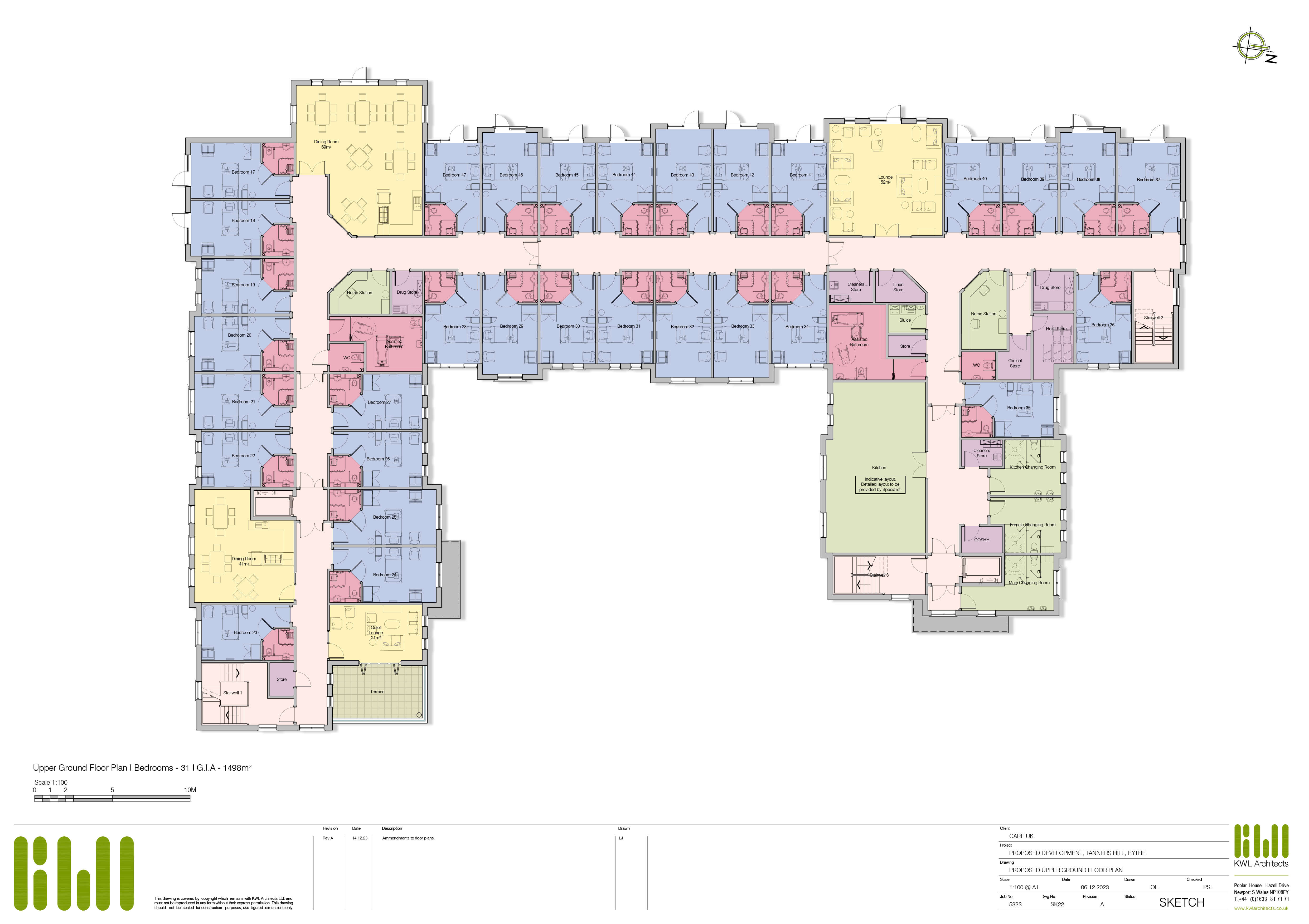 The site plan below shows the proposed upper ground floor layout